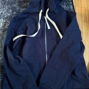 Classic Navy Zip-Up Hoodie with Drawstring